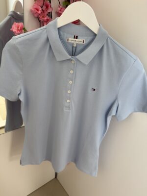 Polo damskie Tommy Hilfiger XW0XW04215 C10 BŁĘKITNY