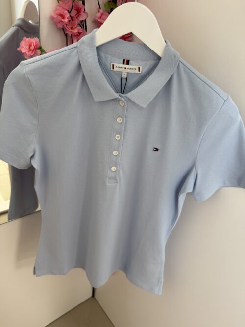 Polo damskie Tommy Hilfiger XW0XW04215 C10 BŁĘKITNY