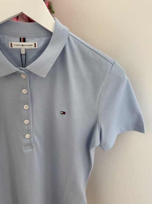 Polo damskie Tommy Hilfiger XW0XW04215 C10 BŁĘKITNY